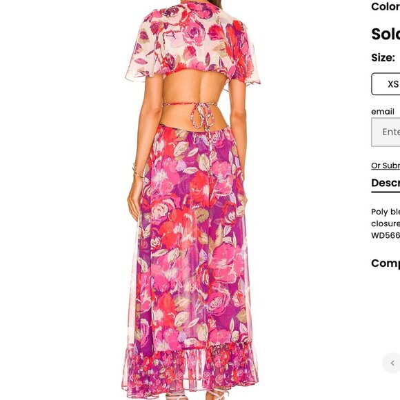 MISA Los Angees Calista Dress in Lilac Coming Up Roses Size Large - Picture 2 of 11